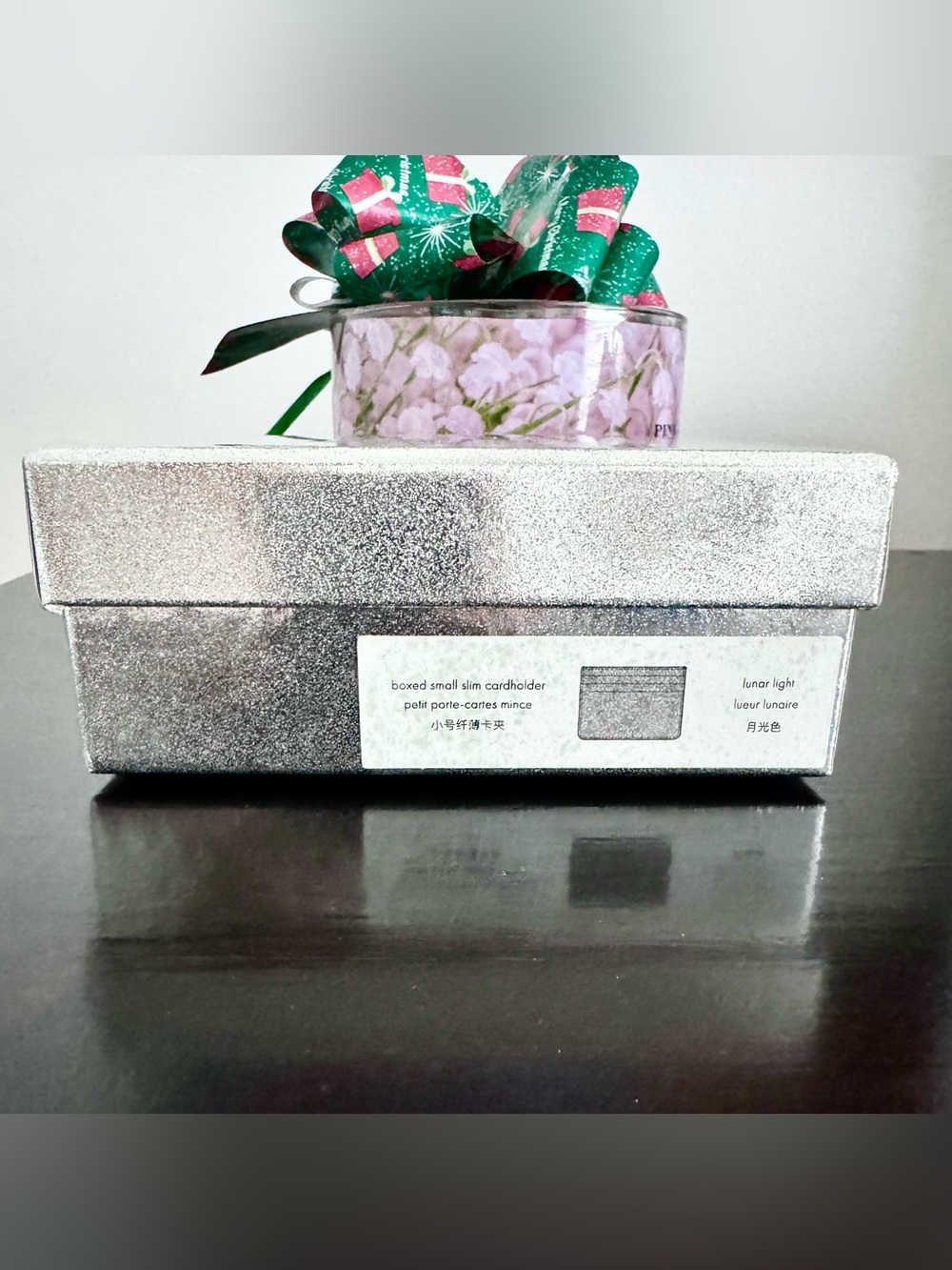 NIB Kate Spade Lunar Light Silver Glitter Boxed Small Slim Cardholder Wallet - Picture 6 of 8